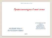 Презентация к групповому проекту Профессинализмы в речи моей семьи
