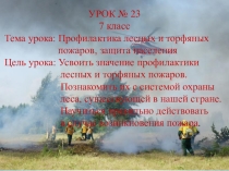 Презентация к уроку по ОБЖ в 7 классе на тему Профилактика лесных и торфяных пожаров, защита населения.