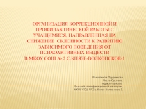 Организация коррекционной и профилактической работы с учащимися, направленная на снижение склонности к развитию зависимого поведения от психоактивных веществ