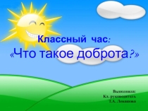 Презентация классного часа Что такое доброта?