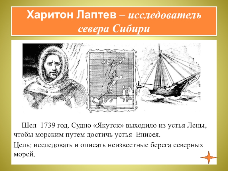 Презентация по курсу ОДНКНР 5 класс на тему Люди труда Харитон Лаптев – исследователь севера Сибири Шел 1739 год. Харитон Лаптев – исследователь севера Сибири Шел 1739 год. Судно «Якутск»