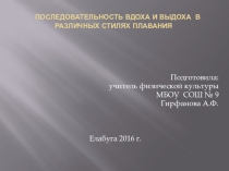 Последовательность вдоха и выдоха в различных стилях плавания.