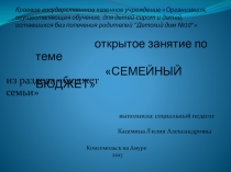 Презентация по социализации воспитанников детских домов на тему Семейный бюджет