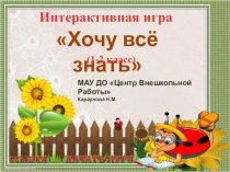 Презентация по проведению интеллектуальной игры Хочу все знать 1-2 клл.