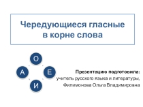 Презентация по русскому языку на тему: Чередующиеся гласные в корне