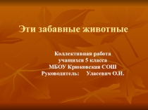 Презентация для классного часа на тему Эти забавные животные 5 класс