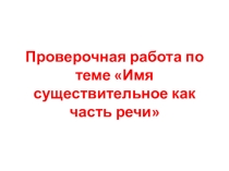 Проверочная работа по теме Имя существительное как часть речи.