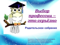 Презентация для родительского собрания в выпускных классах. Выбор профессии - это серьезно!