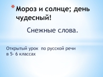 Презентация по русскому языку на тему Мороз и солнце; день чудесный! 5-6 класс