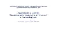 Презентация Ознакомление с природой в детском саду в старшей группе