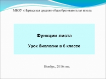 Презентация к уроку биологии в 6 классе Функции листа