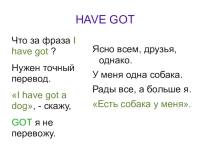 Презентация по английскому языку на тему  Have got.
