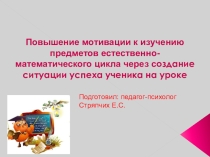 Повышение мотивации к изучению предметов естественно-математического цикла через создание ситуации успеха на уроке