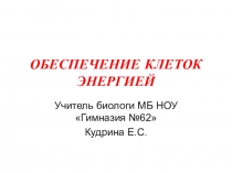 Презентация Обеспечение клеток энергией
