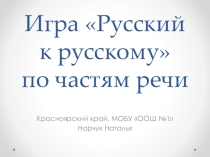 Презентация по русскому языку на тему Части речи (4 класс)