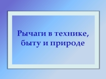 Рычаги в быту и технике (7 класс)