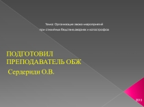 Презентация по предмету БЖД Организация эвакуационных мероприятий при стихийных бедствия,авариях и катастрофах (2 курс)