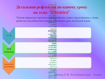 Детальная рефлексия по одному уроку на тему: “Phonics”