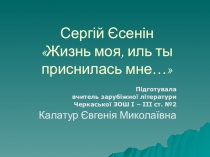 Презентация к уроку Жизнь моя, иль ты приснилась мне?(Изучение творчества Сергея Есенина)