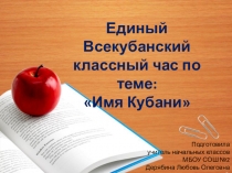 Презентация к единому классному часу Имя Кубани в 2016 году