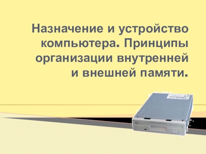 Назначение и устройство компьютера. Принципы организации внутренней и внешней памяти.