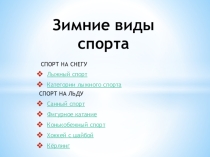 ЗИМНИЕ ВИДЫ СПОРТА( 6 класс)