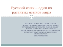 Презентация по русскому языку на тему Русский язык один из развитых языков мира. 6 класс.