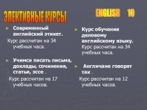 Презентация по английскому языку на тему Электив 10
