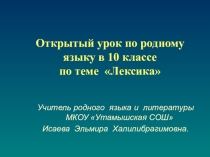 Презентация по теме Лексика 10 класс