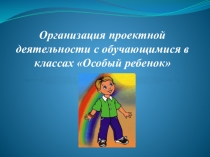 Презентация Организация проектной деятельности с обучающимися в классах Особый ребенок