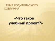Презентация к родительскому собранию на тему Что такое проект?