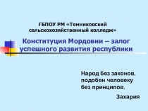 Конституция Мордовии – залог успешного развития республики