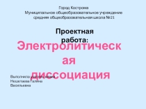 Презентация по химии на тему Электролитическая диссоциация
