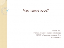 Презентация по рускому языку на тему Что такое эссе?