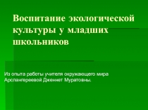 Воспитание экологической культуры у младших школьников.