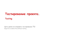 Презентация по информатике на тему Тестирование