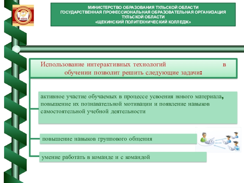 Использование интерактивных образовательных технологий: использование интерактивного стола МИНИСТЕРСТВО ОБРАЗОВАНИЯ ТУЛЬСКОЙ ОБЛАСТИГОСУДАРСТВЕННАЯ ПРОФЕССИОНАЛЬНАЯ ОБРАЗОВАТЕЛЬНАЯ ОРГАНИЗАЦИЯ ТУЛЬСКОЙ ОБЛАСТИ «ЩЕКИНСКИЙ ПОЛИТЕХНИЧЕСКИЙ МИНИСТЕРСТВО ОБРАЗОВАНИЯ ТУЛЬСКОЙ ОБЛАСТИГОСУДАРСТВЕННАЯ ПРОФЕССИОНАЛЬНАЯ ОБРАЗОВАТЕЛЬНАЯ ОРГАНИЗАЦИЯ ТУЛЬСКОЙ ОБЛАСТИ «ЩЕКИНСКИЙ ПОЛИТЕХНИЧЕСКИЙ КОЛЛЕДЖ»Использование интерактивных технологий