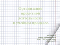 Организация проектной деятельности в учебном процессе