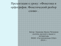 Презентация Фонетика и орфография