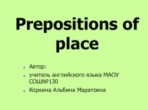 Prepositions of place
