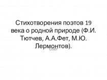 Презентация по литературе на тему: Стихотворения поэтов 19 века о родной природе