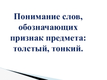 Понимание слов, обозначающих признак предмета: толстый, тонкий