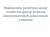 Презентация Взаимосвязь различных видов чтения как фактор развития коммуникативной компетенции учащихся