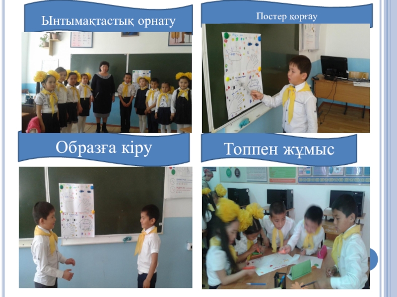 Презентация на защиту экзаменов по Өрлеу Топпен жұмысОбразға кіруПостер қорғауЫнтымақтастық орнату Топпен жұмысОбразға кіруПостер қорғауЫнтымақтастық орнату