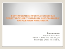 ФОРМИРОВАНИЕ ПРОСТРАНСТВЕННЫХ ПРЕДСТАВЛЕНИЙ У МЛАДШИХ ШКОЛЬНИКОВ С НАРУШЕНИЕМ ИНТЕЛЛЕКТА