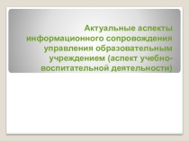 Актуальные аспекты информационного сопровождения управления образовательным учреждением (аспект учебно-воспитательной деятельности)