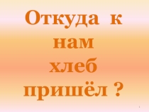 Презентация ученика 1 класса на тему Откуда к нам хлеб пришёл