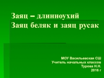Презентация по окружающему миру на тему Заяц - длинноухий