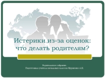 Презентация родительского собрания на тему: Истерики из-за оценок