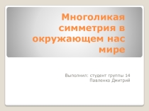 Симметрия в окружающем нас мире